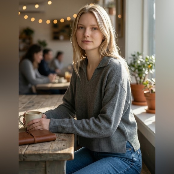 Universal Thread Sweaters - ✨2 for 1✨ Gray Cotton V-Neck Collared Sweater
